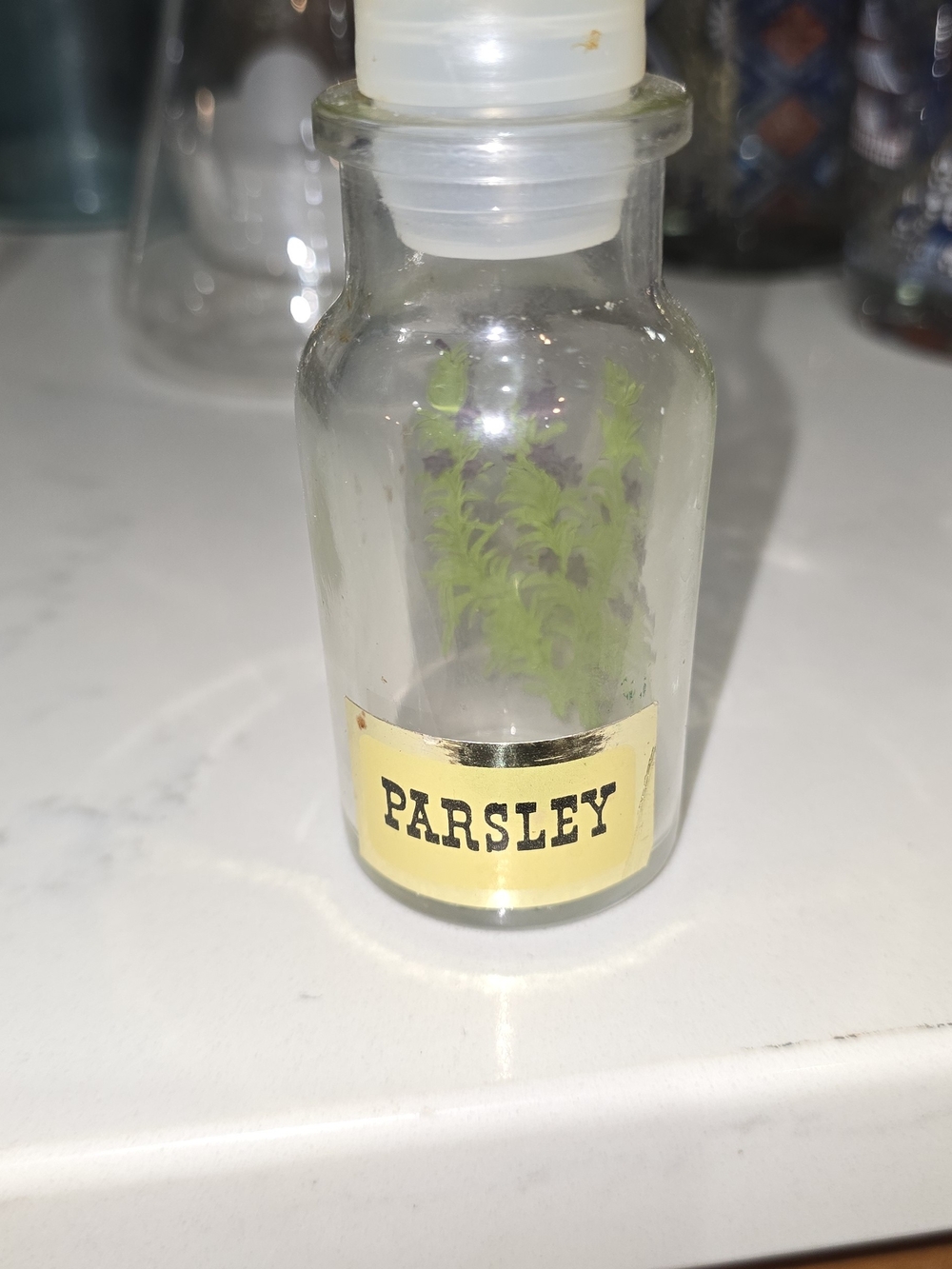 Vintage Mini Parsley Accent Bottle - Faux Green Botanical